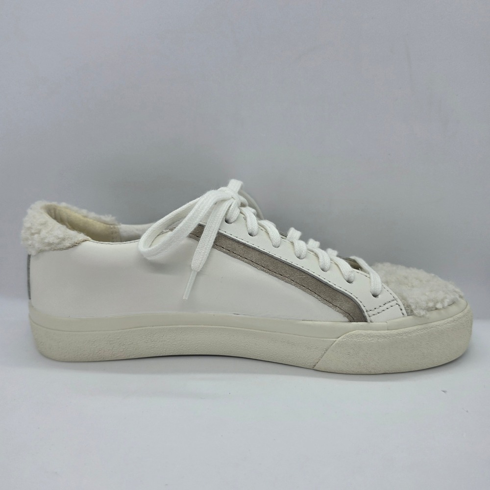 Madewell MWL Court Sneakers Womens 7 White Leather Faux Fur Trim NA843 Low Top - Picture 11 of 14